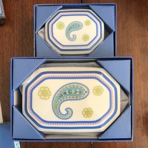 NEW! Vera Bradley Blue Paisley Porcelain Trinket Boxes